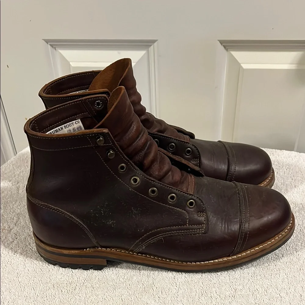 Truman Boot Co Reddish Brown Rugged Leather Boots - size 12.5 width EE - Picture 3 of 9